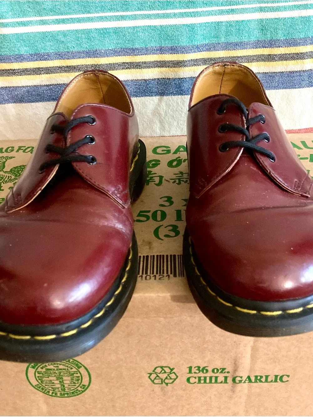 Doc Martens Men's Burgundy Leather Lace-Up Shoes